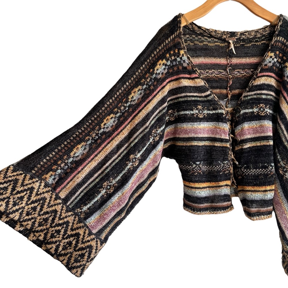 Flawless Free People Oversize Cardigan Nopal Kimono Style Cropped Bell Sleeve - Picture 8 of 15